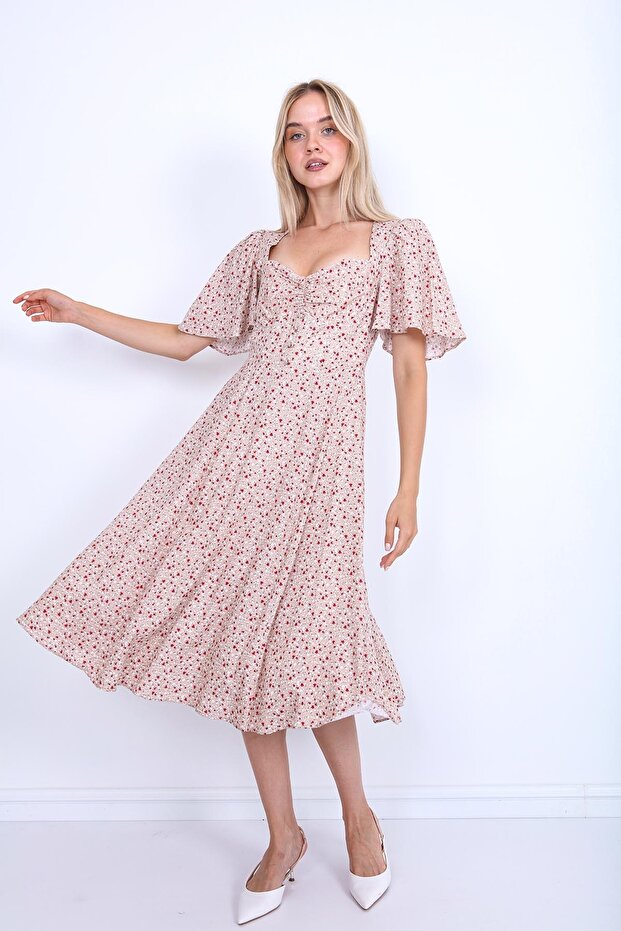 Zapnuté přední květinové vzorované šaty - 2