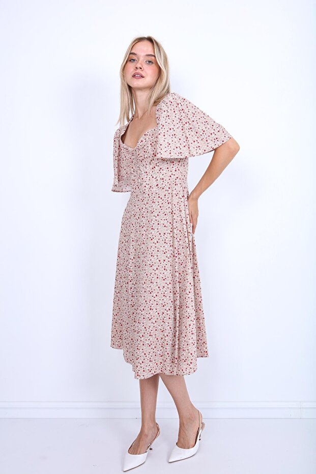 Zapnuté přední květinové vzorované šaty - 3