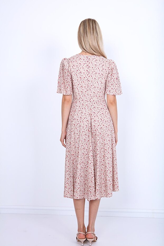 Zapnuté přední květinové vzorované šaty - 5