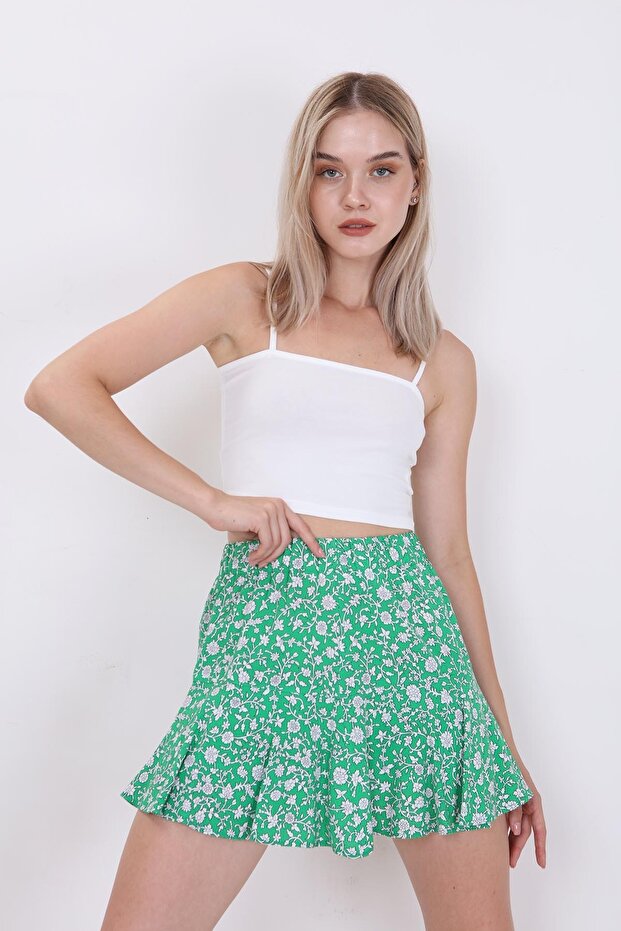 Kurzer Rock mit Blumenmuster - 2