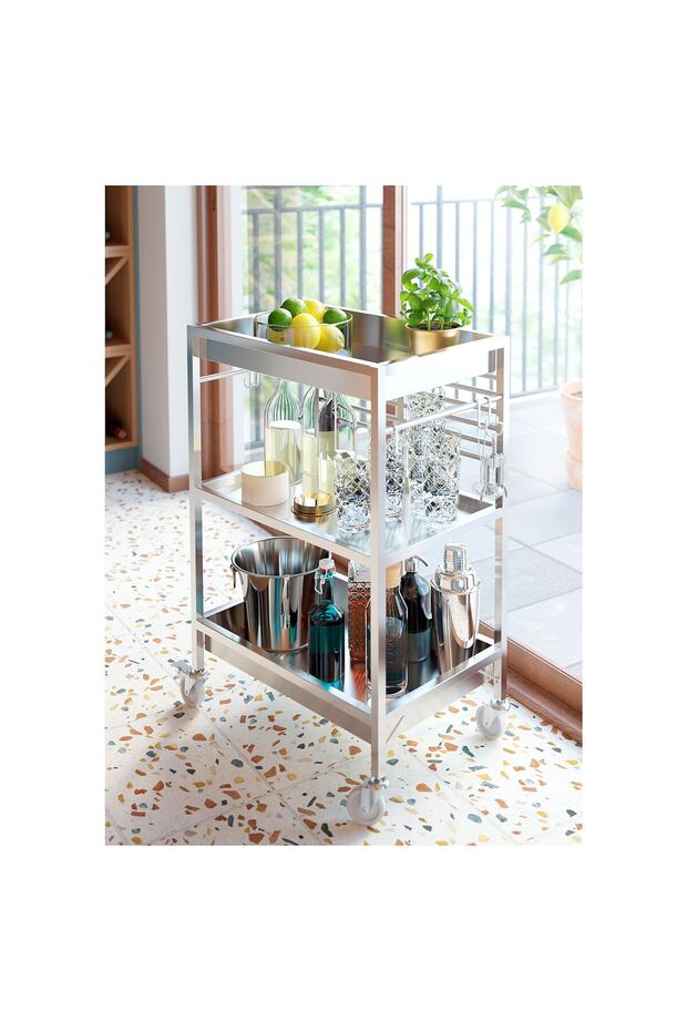 servis arabası, paslanmaz çelik, 60x40 cm - 3