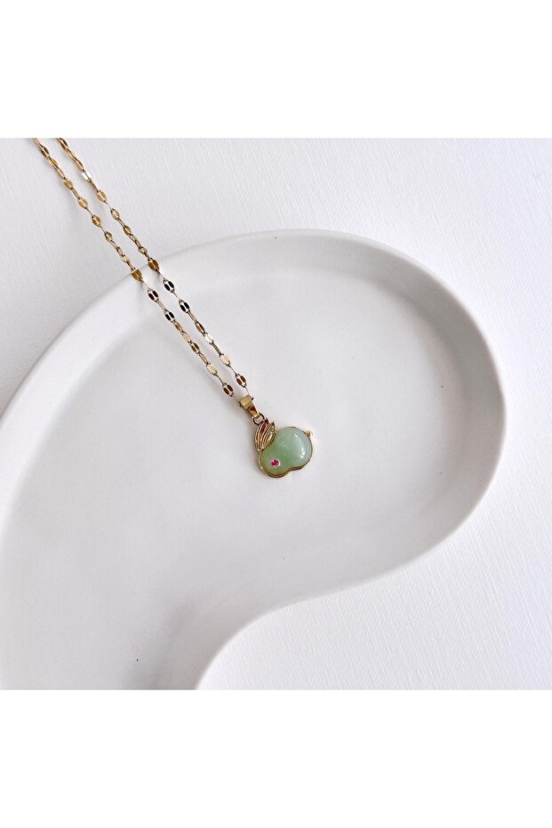 Yeşil Rabbit Çelik Kolye - 1