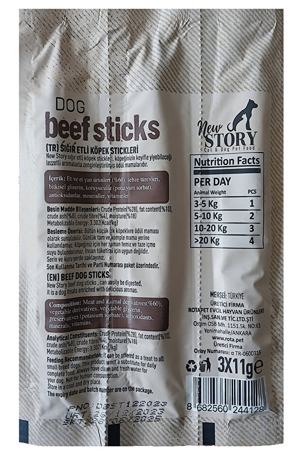 Sığır Etli Köpek Ödülü İri-Irk 11gr Extra Beef Sticks 12 adet 3lü - 3