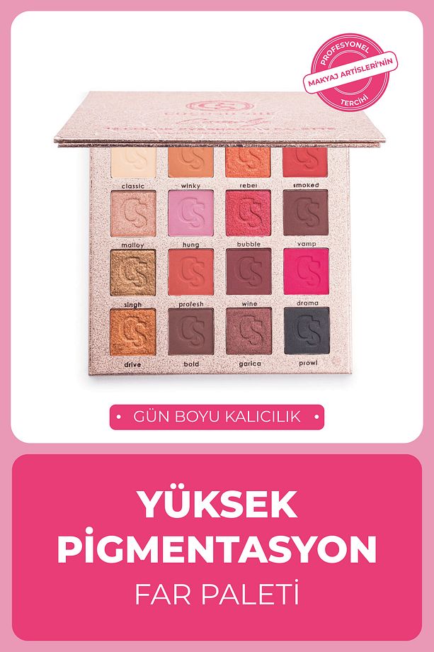 Comely Eyeshadow 16 Renk Göz Farı Paleti, Yüksek Pigmentasyon, Topaklanmaz, Kolay Dağılım - 1