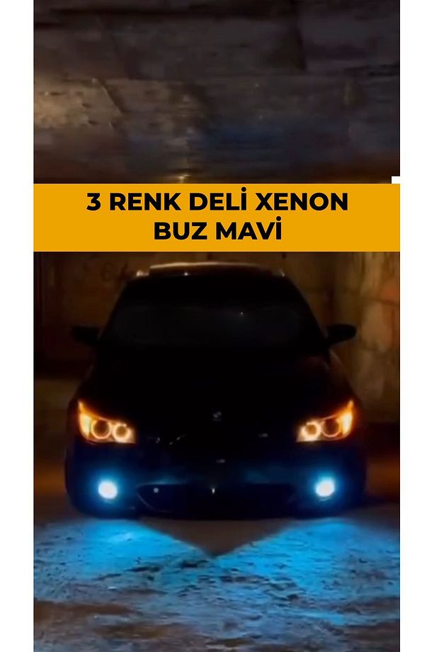 H7 - 3 Renk Xenon Şimşek Etkili 3 Renk Buz Mavisi- Sarı - Beyaz Led Zenon Led Xenon - 4