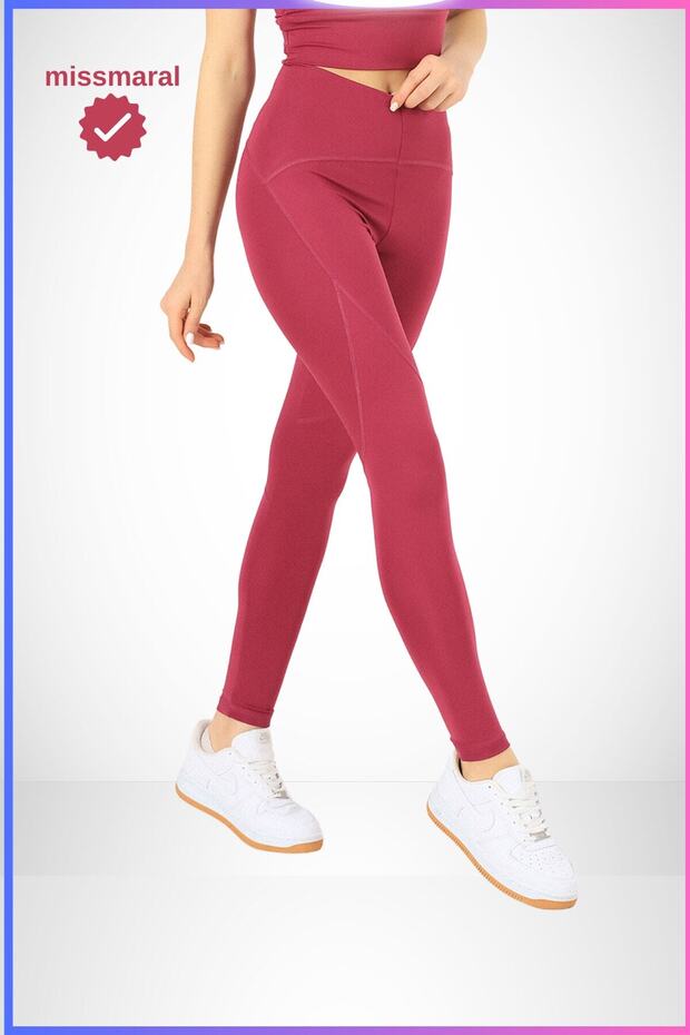 Slim Fit Leggings High Waist Recovery Plum Sports Model Flatlock Stitching Detailed Oslo 1090