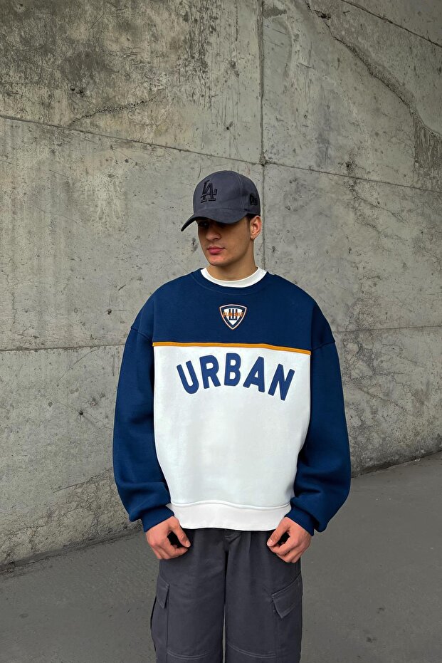 Flaw Atelier Old Skool Mold Flaw Cult Embroidered Cotton Navy Blue Jersey Sweatshirt