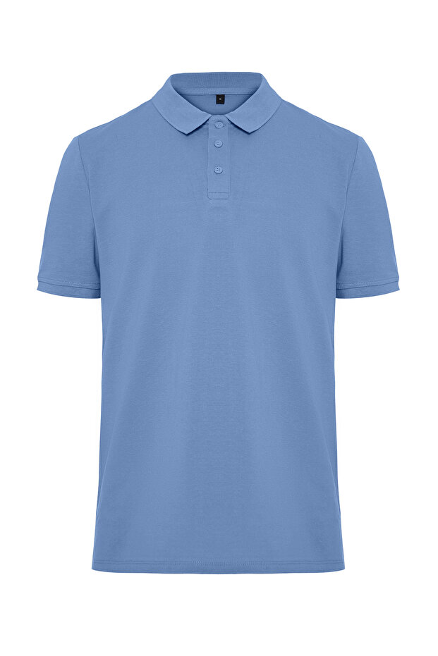 Indigo Regular/Normal Kesim Dokulu Polo Yaka T-Shirt TMNSS24PO00043 - 9