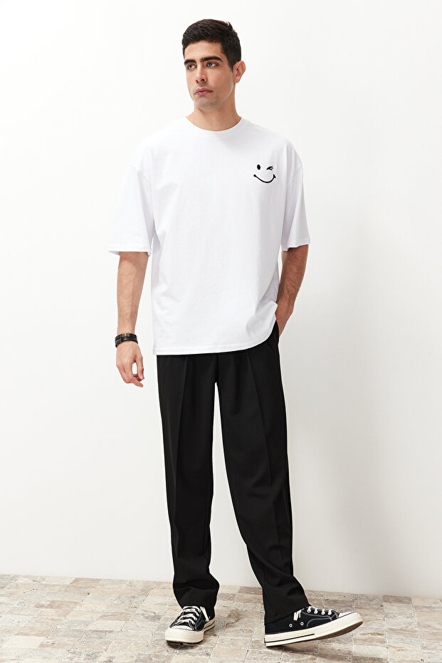 Siyah Pileli Klasik Baggy Fit Kumaş Pantolon TMNSS24PL00024 - 4