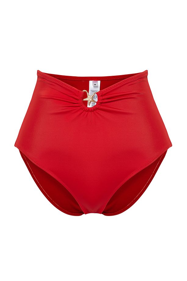 Kırmızı Premium Aksesuarlı Yüksek Bel Hipster Bikini Altı TBESS24BA00127 - 6