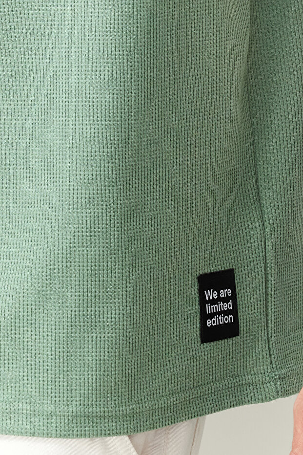 Basic Mint Relaxed/Rahat Kesim Dokulu Waffle Cepli Etiketli Kısa Kol T-Shirt TMNSS23TS00077 - 5