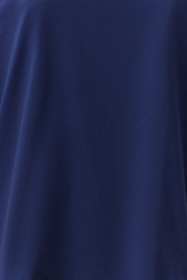 Lacivert %100 Pamuk Bisiklet Yaka Oversize/Geniş Kalıp Örme T-Shirt TWOSS20TS0134 - 4