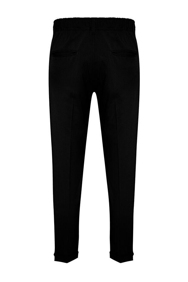 Siyah İtalyan Kesim Pileli Klasik Duble Paça Kumaş Pantolon TMNSS24PL00022 - 9