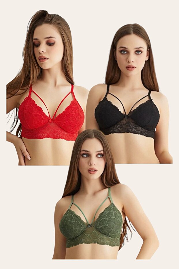 Dantelli Pedli 3 Adet Bralet Sütyen - 1