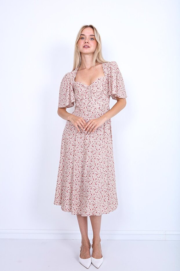 Zapnuté přední květinové vzorované šaty - 1