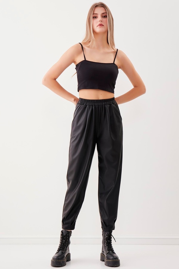 Rakott műbőr nadrág - 3