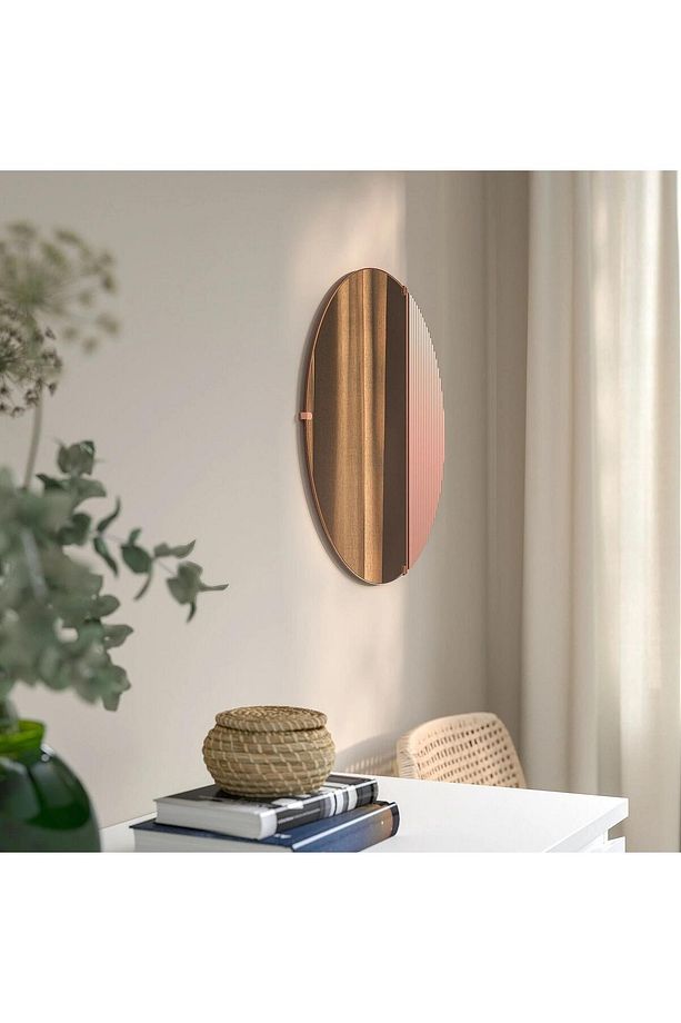 Yuvarlak Ayna SKOGSGRANSEN Bakır Rengi, 50 Cm MeridyenDukkan Sade Modern Tasarım - 3