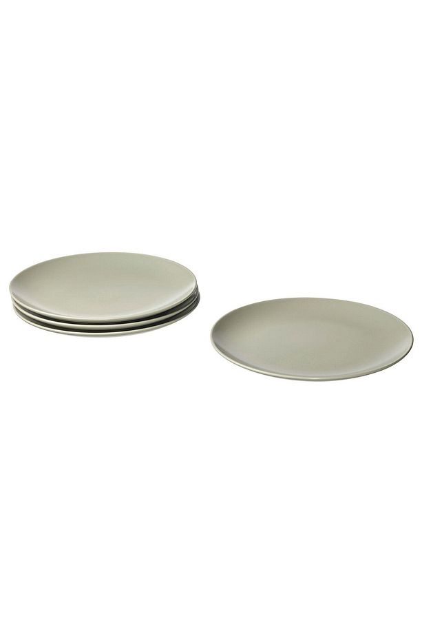 4 Adet Tabak Seti Mat Açık Yeşil Renk 26 cm, 4 Adet, Stoneware Yuvarlak Tabak Seti - 1