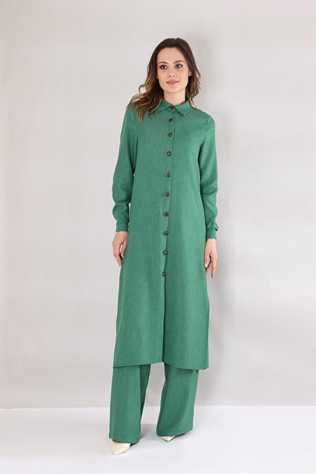Long Linen Tunic - Green