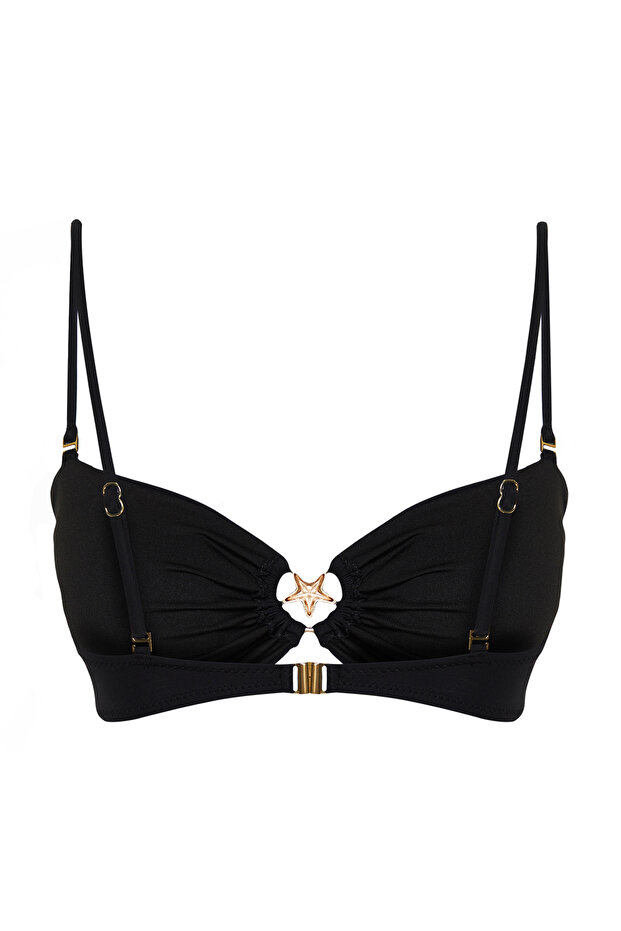 Siyah Straplez Kaplı Döküm Aksesuarlı Bikini Üstü TBESS24BU00150 - 8