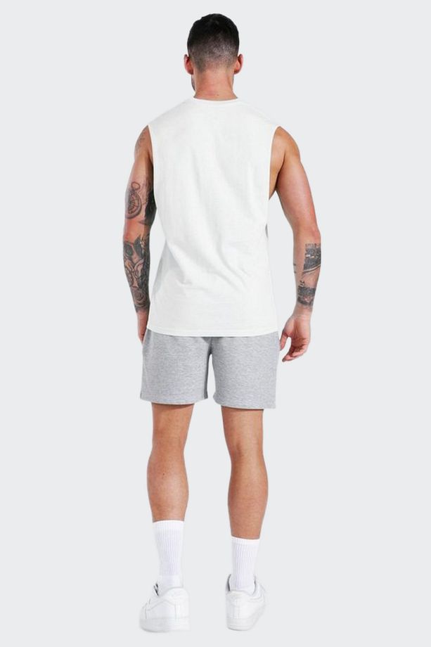 Regular Fit Düz Gri Şort - 3