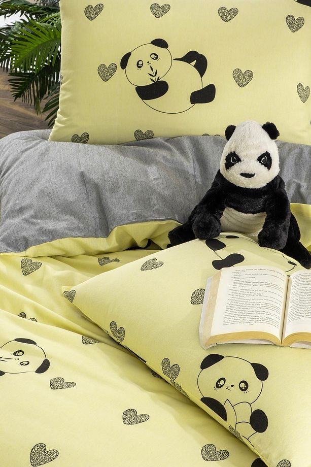 SARI PANDA Tek Kişilik Desenli Nevresim Takımı Lastikli Çarşaf Ve 1 Yastık Kılıfı - 2