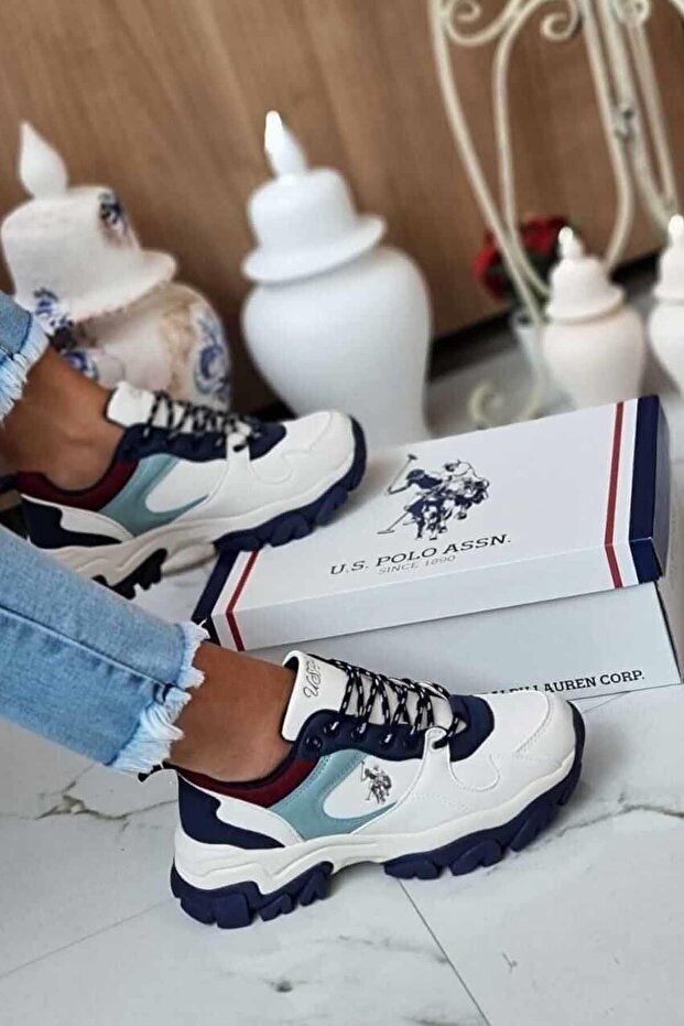 حذاء TRACKY الرياضي الكاجوال للنساء من Us Polo، باللون الأبيض والأزرق - 101532673