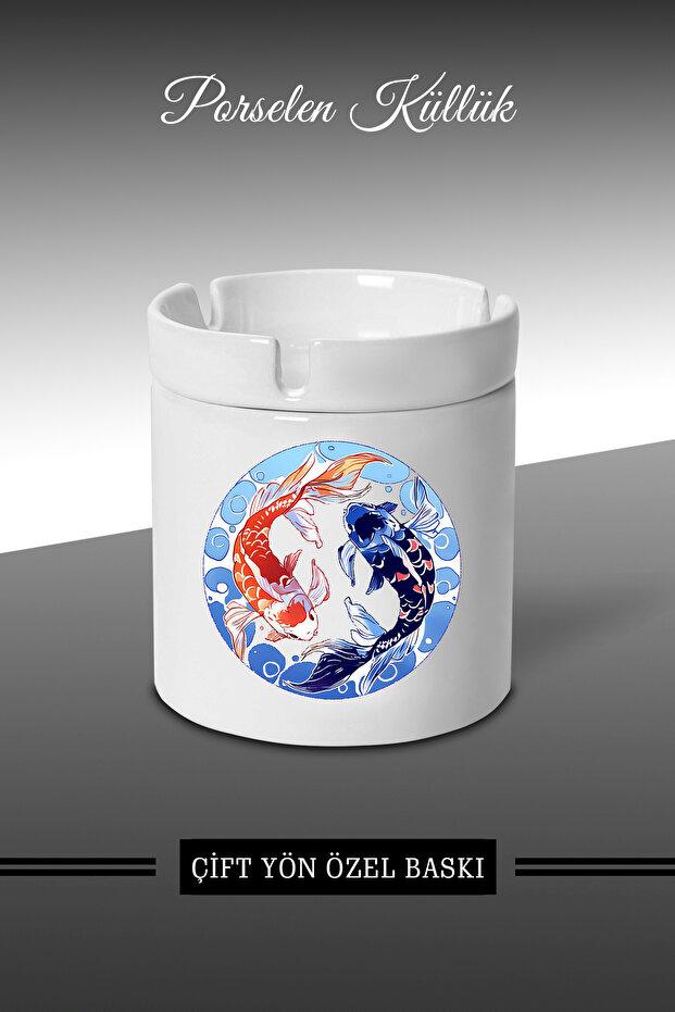 Fish Yin-yang Crystal Designed Ashtray - Porcelain Ashtray - Ash Tray *külYEDX81