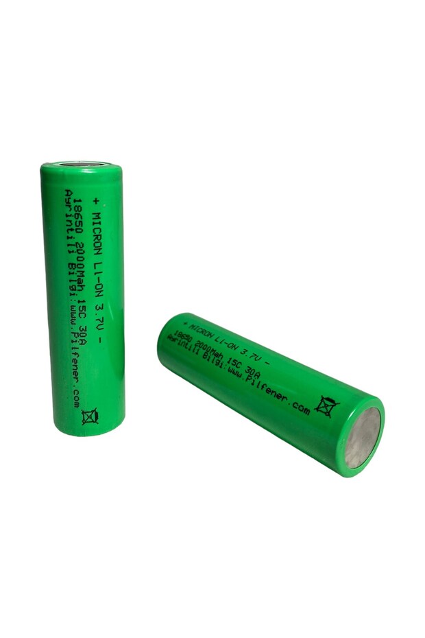 18650 3.7V (Volt) 2000 MaH(Amper) 15C Lityum Şarj edilebilir 10 Adet Pil(Batarya) - 3