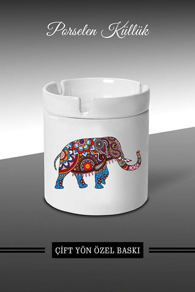 Ethnic Elephant Designed Ashtray - Porcelain Ashtray - Ash Tray *ashtrayYEDX333