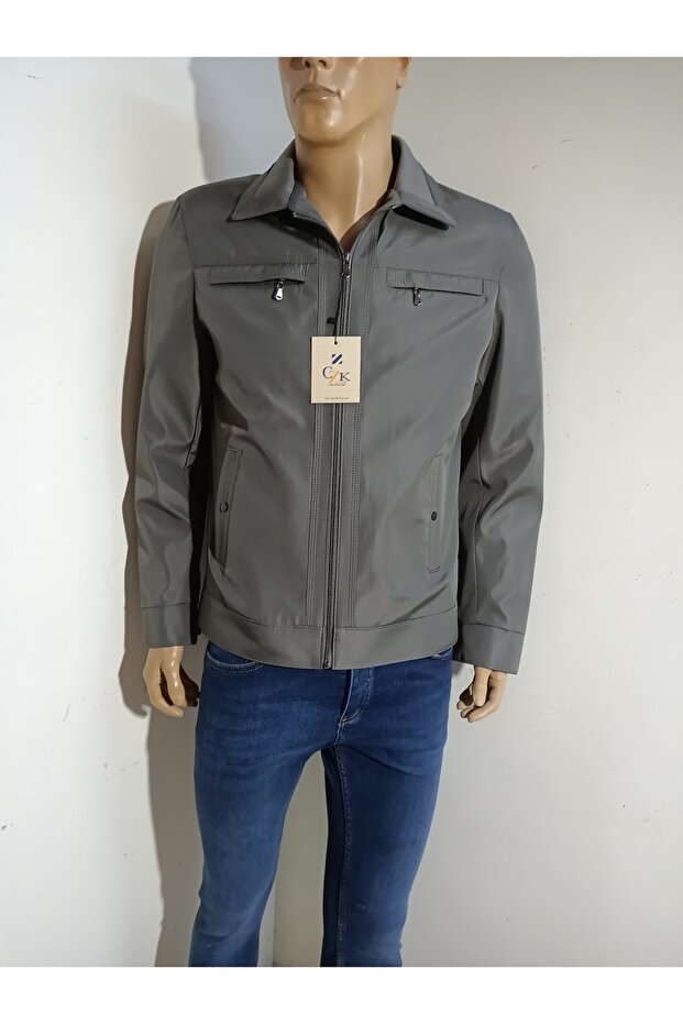 yakalı klasik mevsimlik ince mont - 3