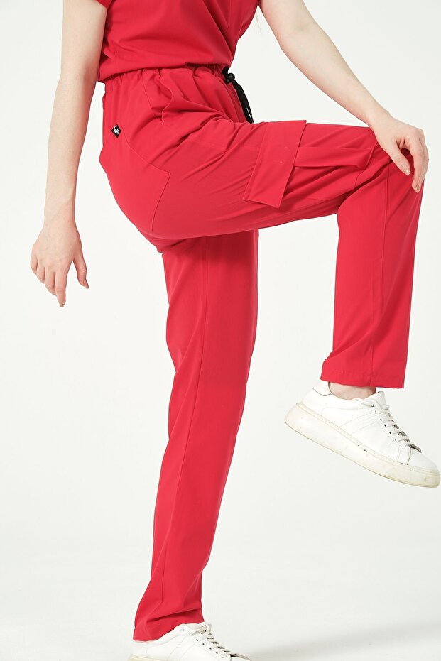 Pomegranate Flower Lycra Cargo Pocket Doctor Nurse Uniform Single Bottom Unisex