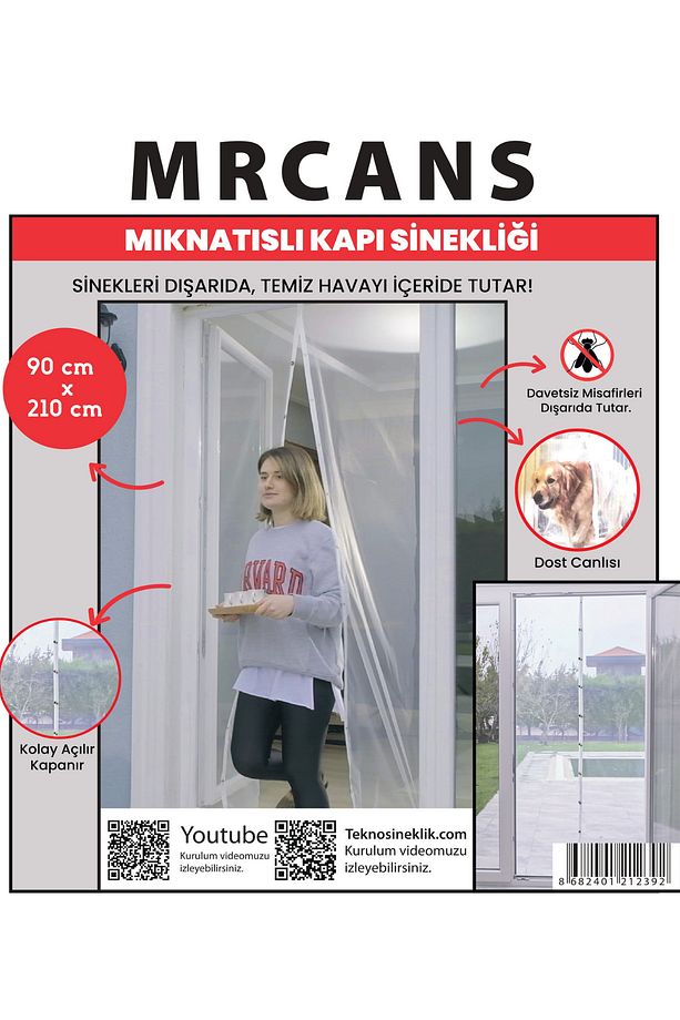 Mıknatıslı Kapı Sinekliği 90x210 Cm Raptiye ve Cırt Bant - 4
