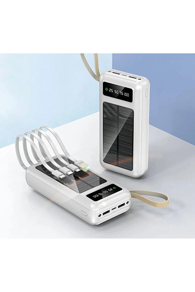 Pw-61 Led Işıklı Usb Mikro Type-c Lighning Kablolu 2xusb 30000mah Lcd Powerbank - 3