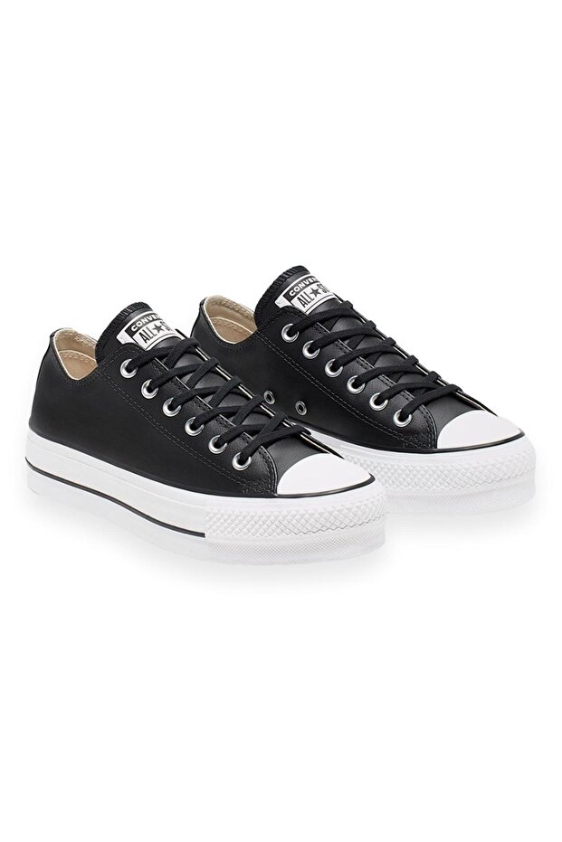 561680C Chucktaylor All Star Leather Plat Black-White Unisex Shoes