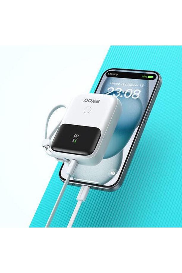 10.000 mAh Kompakt Type-C ve Lightning (iphone) Çıkışlı Led Ekranlı Hızlı Şarj Destekli 3 Çıkışlı Po - 4