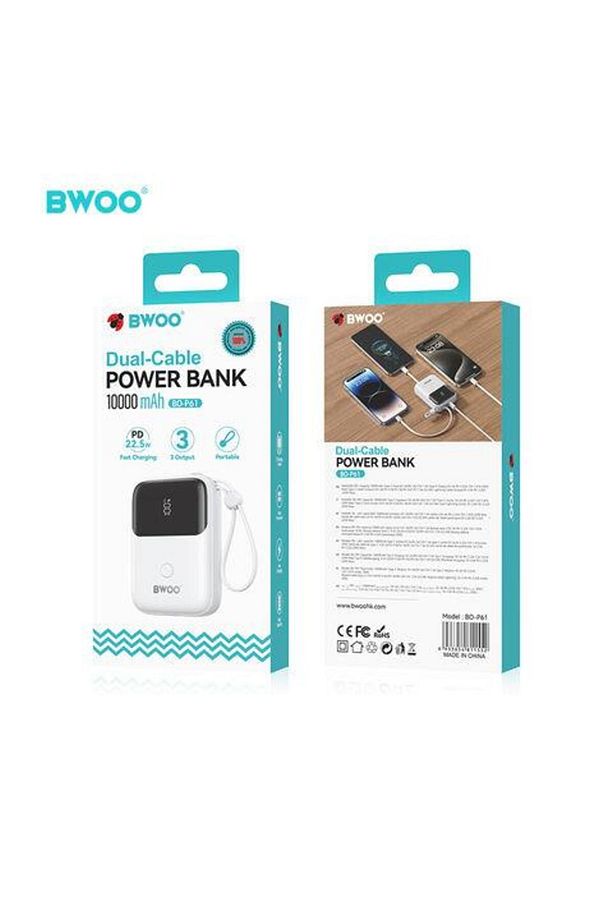 10.000 mAh Kompakt Type-C ve Lightning (iphone) Çıkışlı Led Ekranlı Hızlı Şarj Destekli 3 Çıkışlı Po - 5
