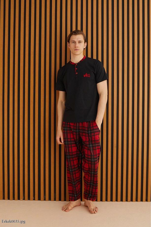 Erkek Patlı Pijama Takımı %100 Pamuk - 2