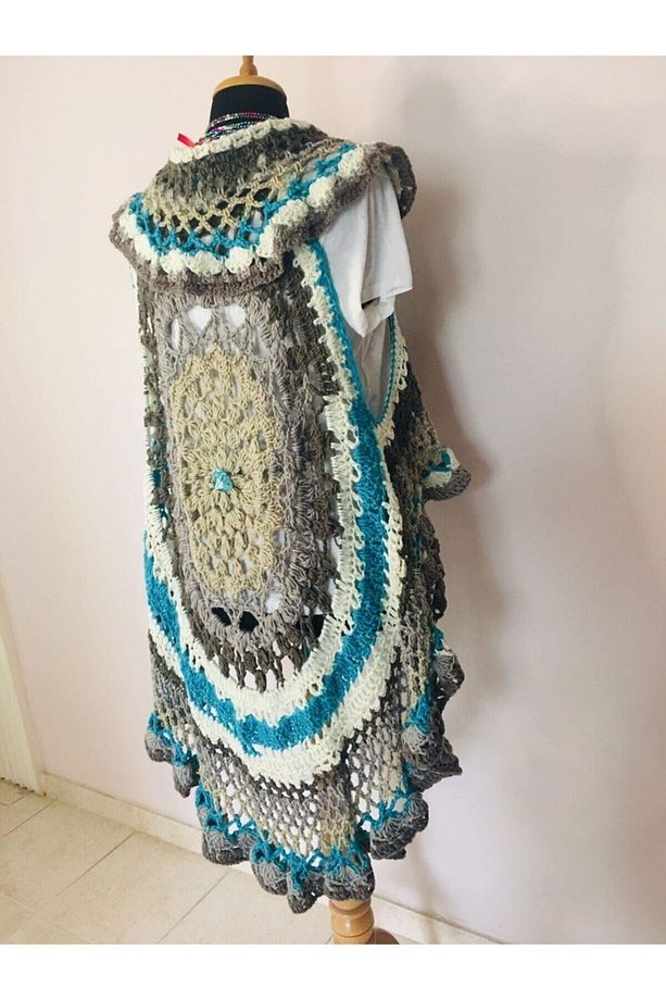 El Örgüsü Boho Tasarım Galaxy Kışlık Kombin Yelek - 4