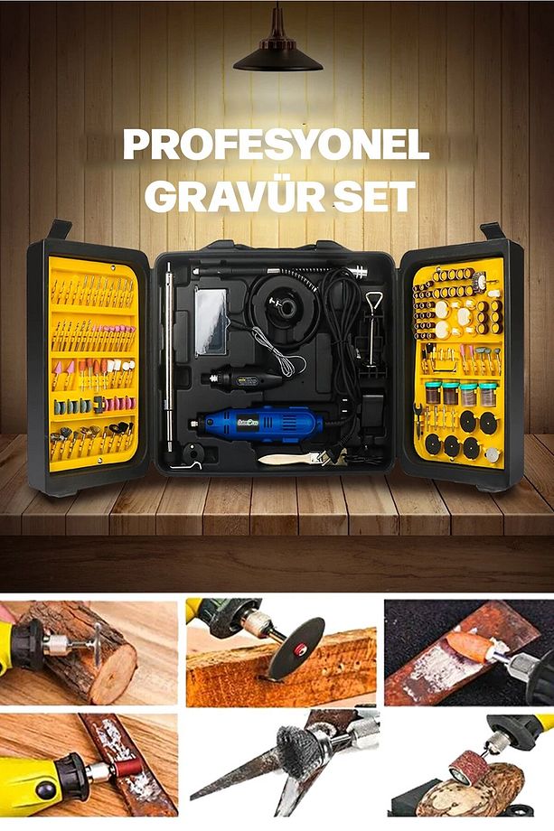 Profesyonel Standartlarda İşçilik 350PCS Çift Makineli Gravür Oyma Dremel Taşlama Zımpara Seti - 2