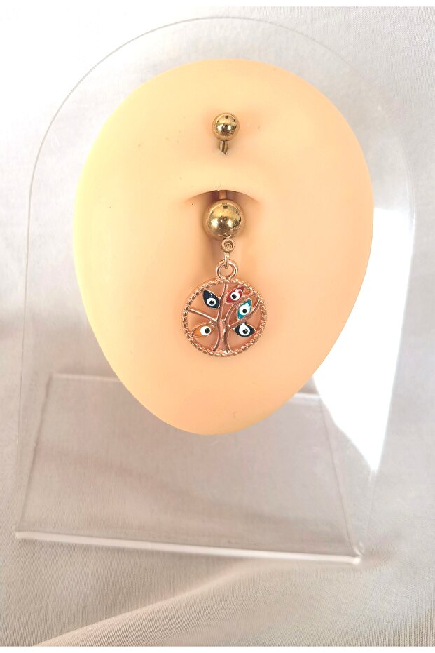Nazar Ağacı Çelik Göbek Piercing - 1adet - 3