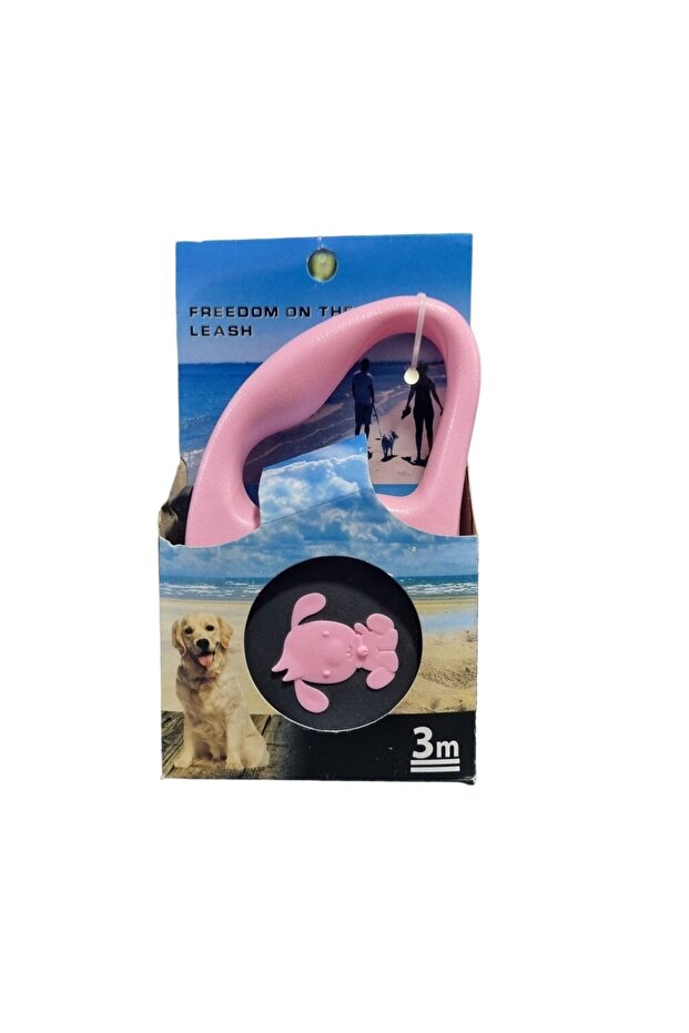 3 Meters Max: 10 kg Pink Cat and Dog Automatic Leash Extension