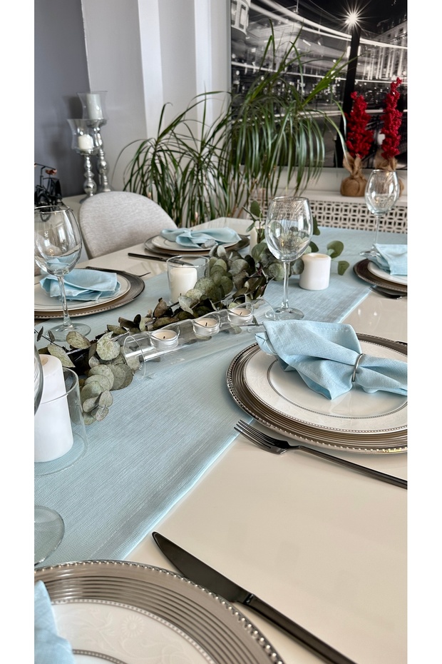 Royal 6 Pieces Stain-Resistant Cloud Blue Napkin Fabric Napkin