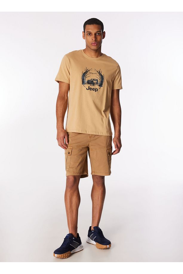 Deve Tüyü Erkek Bisiklet Yaka Relaxed Baskılı T-shirt J4sm-tst7258 - 2