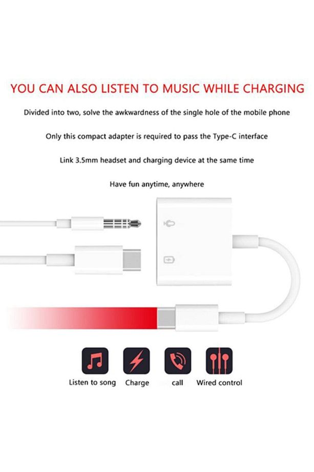 Type C Şarj Ve Kulaklık Çevirici Aparat Usb C To 3.5 Mm Aux Usb C Dönüştürücü Adaptör - 2