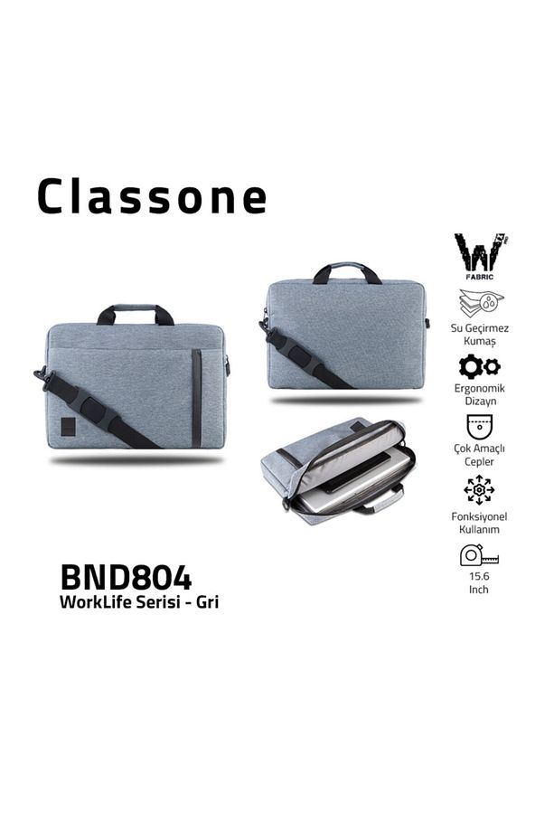 Bnd804 Worklife 15.6" Su Geçirmez Kumaş Macbook, Mac Air, Notebook, Laptop El Çantası -gri - 2