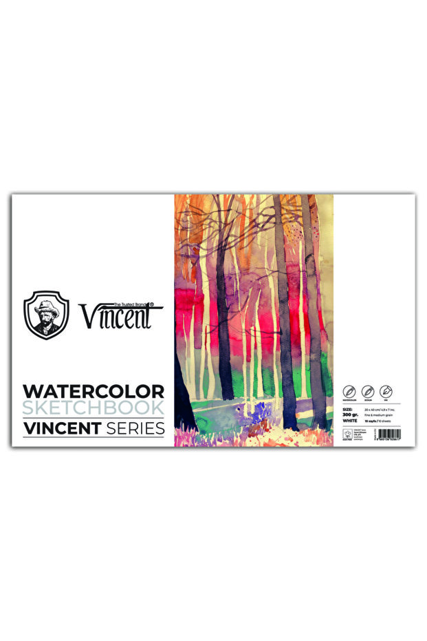 Vincent Watercolor Sketchbook 300g 20cm x 40cm 10 Pages Watercolor Notebook