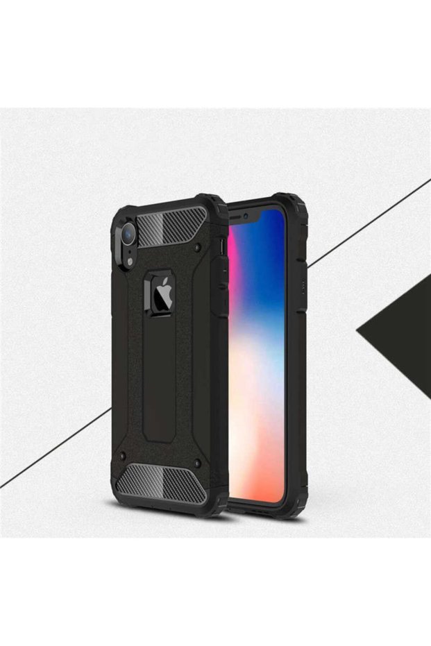 iPhone Xr 6.1 Compatible - Case Double Layer Protective Crash Military Tank Case - Black
