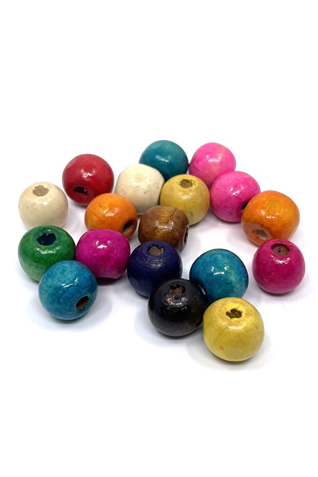 Wooden Beads Perforated Round 12 Mm Mixed Color 10 Gr (15-18 Pieces)