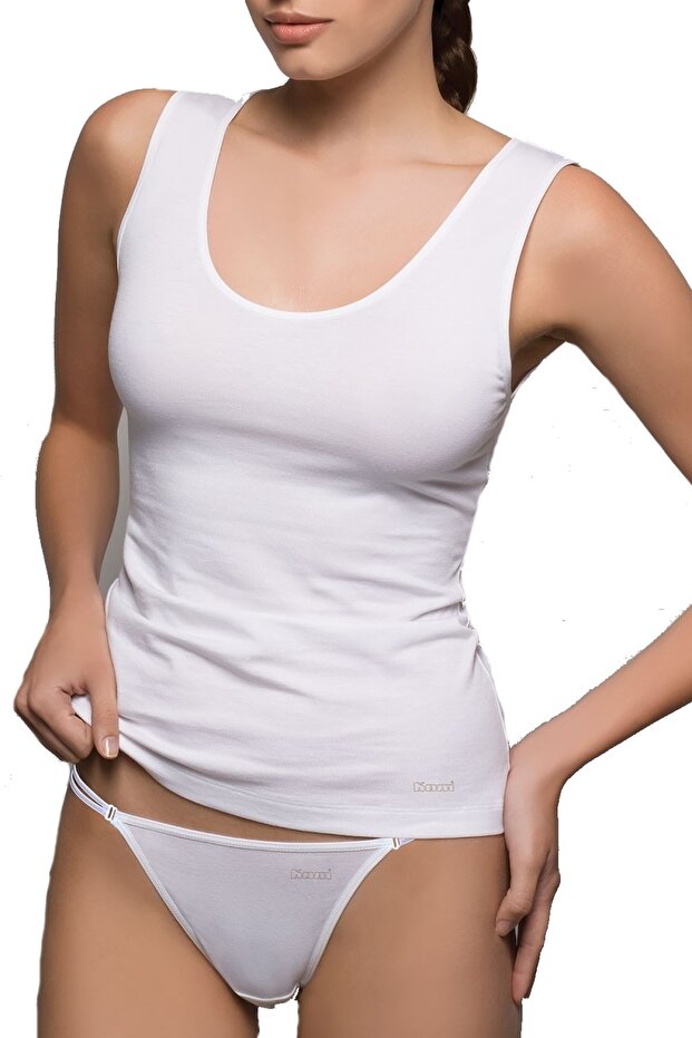 Basic Singlet Pamuklu Kalın Askılı Kadın Atlet 2 Li - 1